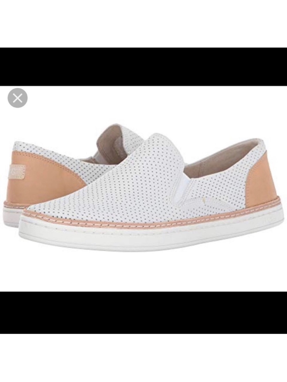 Women's UGG Adley Perforated Slip-On Sneakers in White and Tan